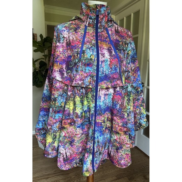 Lululemon Seawheeze Horizon Cape Jacket L/XL Multicolor Hooded Rain Poncho Rare - Picture 2 of 11